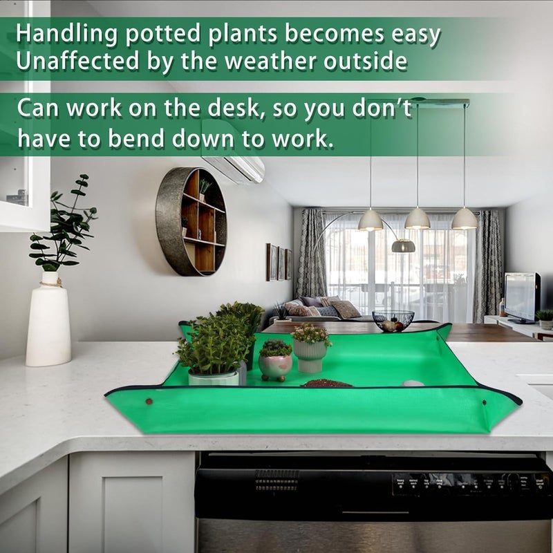 WondMall 26.8" x 26.8" Plant Repotting Mat Waterproof Transplanting Mat Indoor Succulent Potting Mat Portable Gardening Watering mat Square and Foldable Garden mat - Image 3
